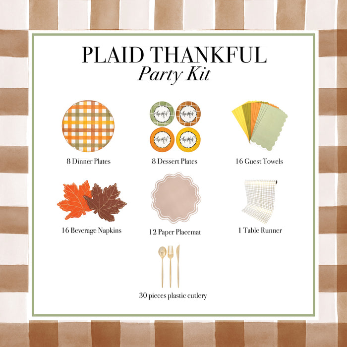 Plaid Thankful Thanksgiving Party Kit