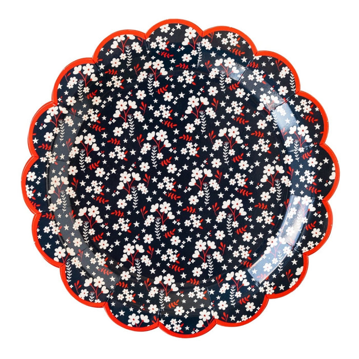 Navy Liberty Floral Paper Plates