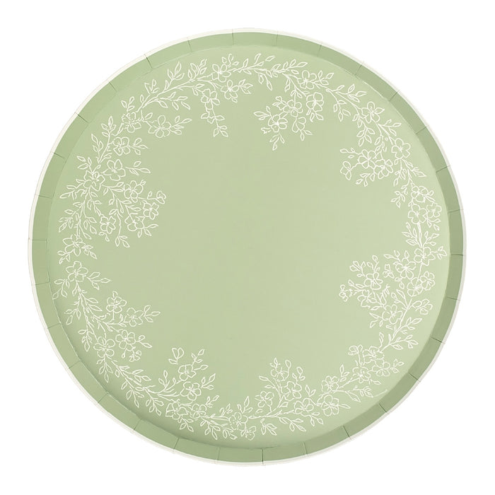 Floral Elegance Sage Dinner Plates