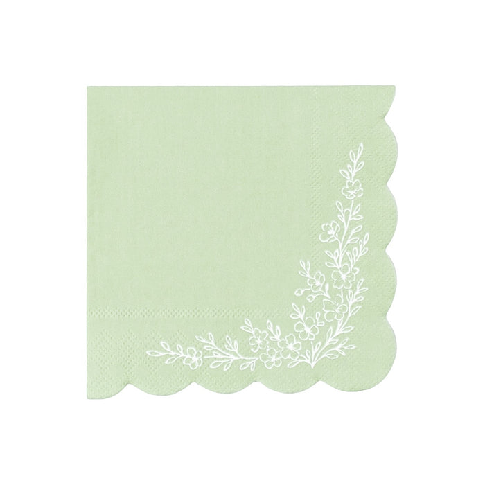 Floral Elegance Sage Beverage Napkins
