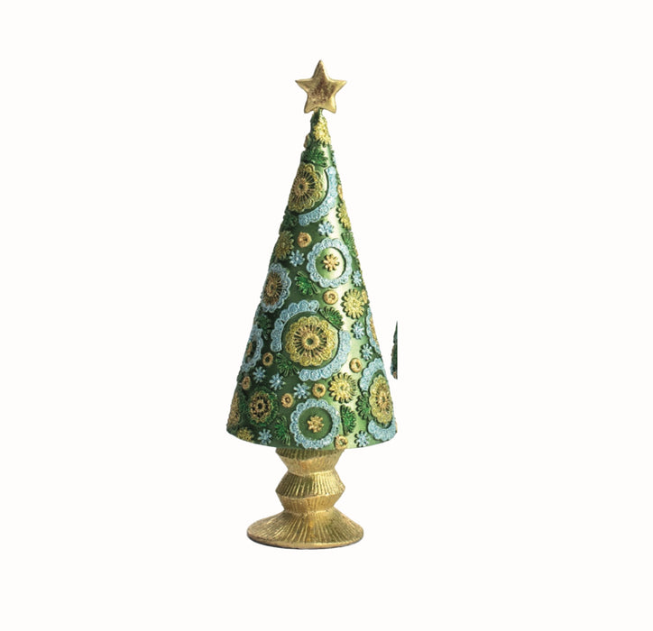 13.75" Blossom Cone Tree w/Star (Evergreen)