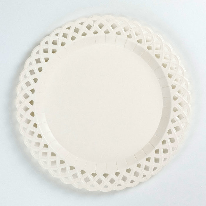 White Basketweave Dinner Paper Plates
