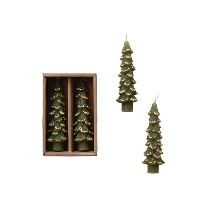 Evergreen Unscented Tree Shaped Taper Candles