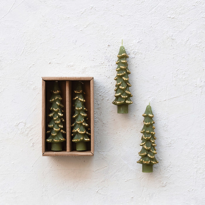 Evergreen Unscented Tree Shaped Taper Candles
