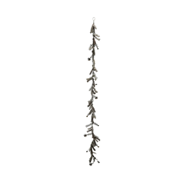 Silver Tinsel Garland with Ball Ornaments