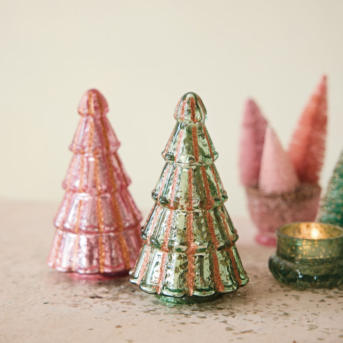 Embossed Mercury Striped Glass Tree