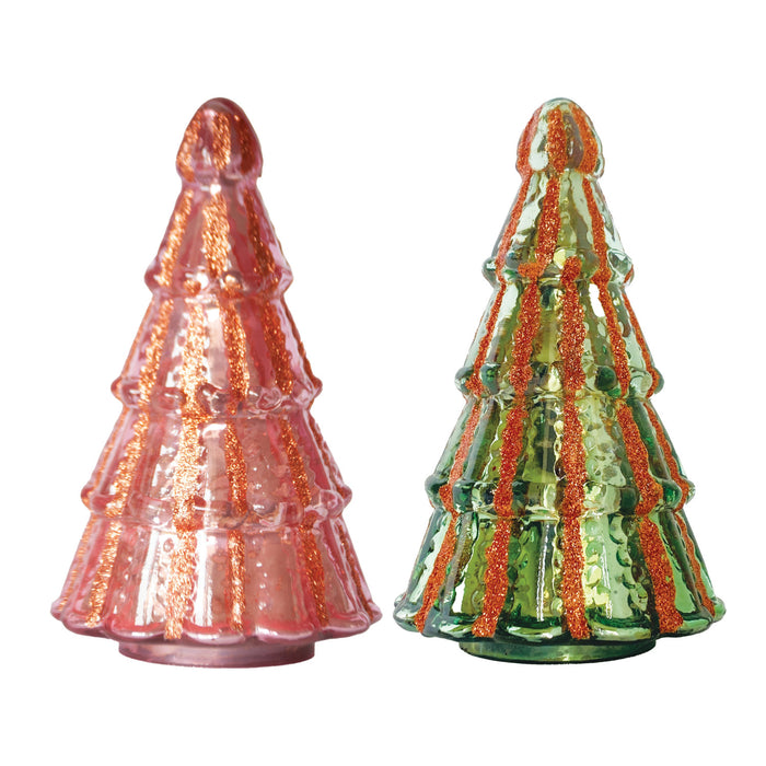 Embossed Mercury Striped Glass Tree