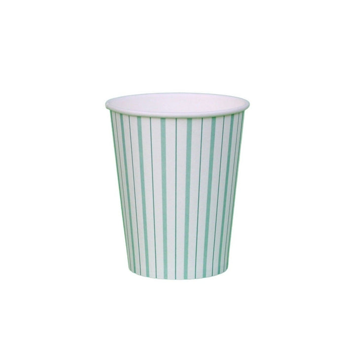 Mint and White Fine Stripes Cups