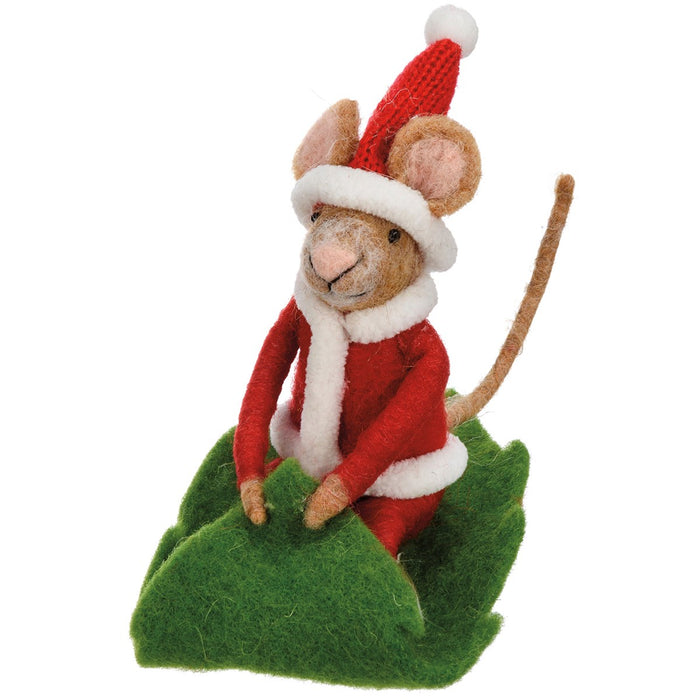 Santa Mouse Sledding Critter
