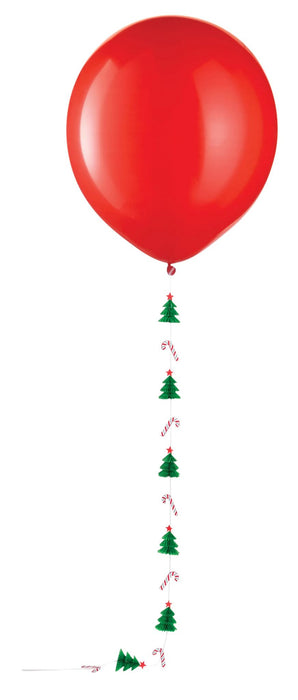 24" Red Balloon w/ Christmas Tree & Candy Cane Balloon Tail