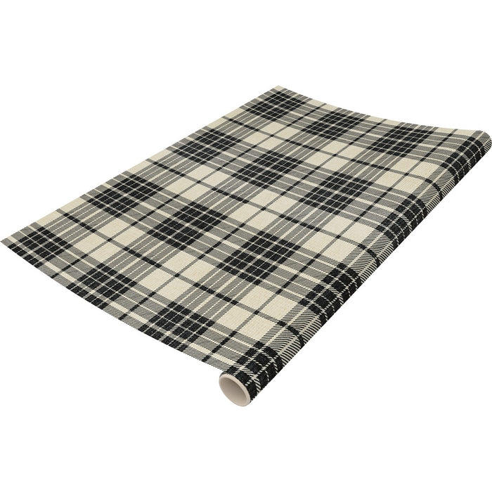 White and Black Plaid Paper Table Runner