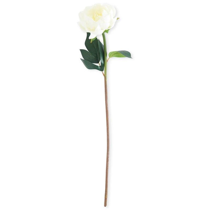 20" White Real Touch Peony Stem
