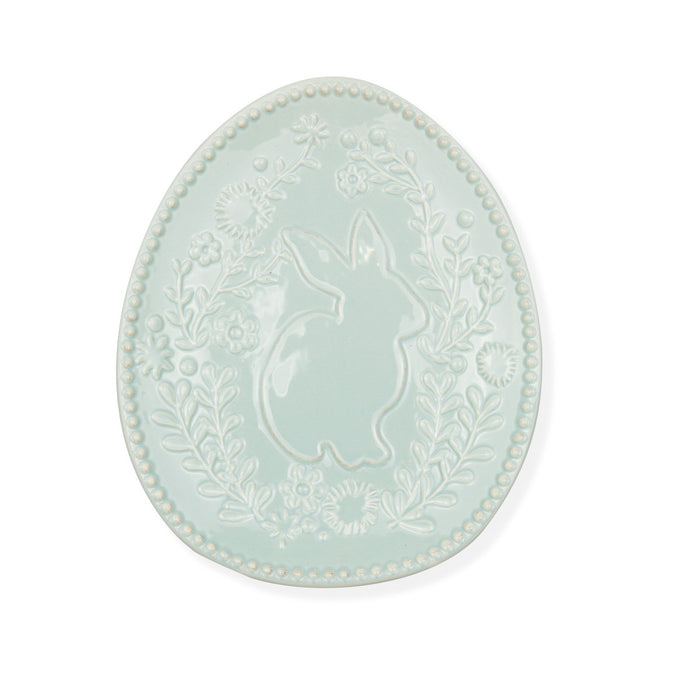 Light Blue Embossed Floral Bunny Plate