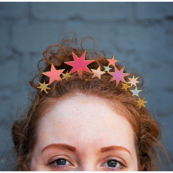 Pink Gold Star Headband