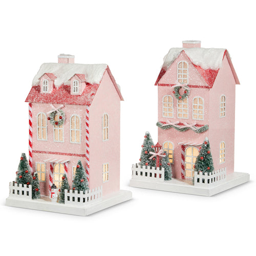 12" Ligthed Pink Paper House