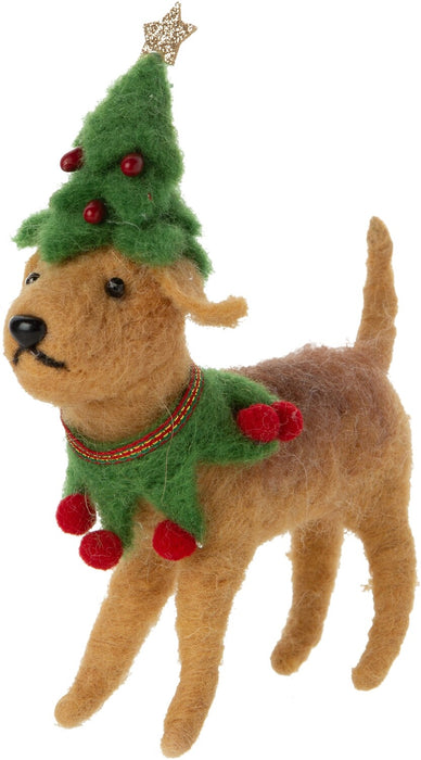 Felt Dog in Christmas Tree Costume Ornament