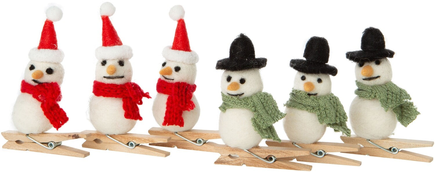 Felt Santa and Snowman clip-on Ornaments Set