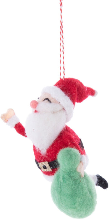 Felt Flying Santa with Sack Ornaments