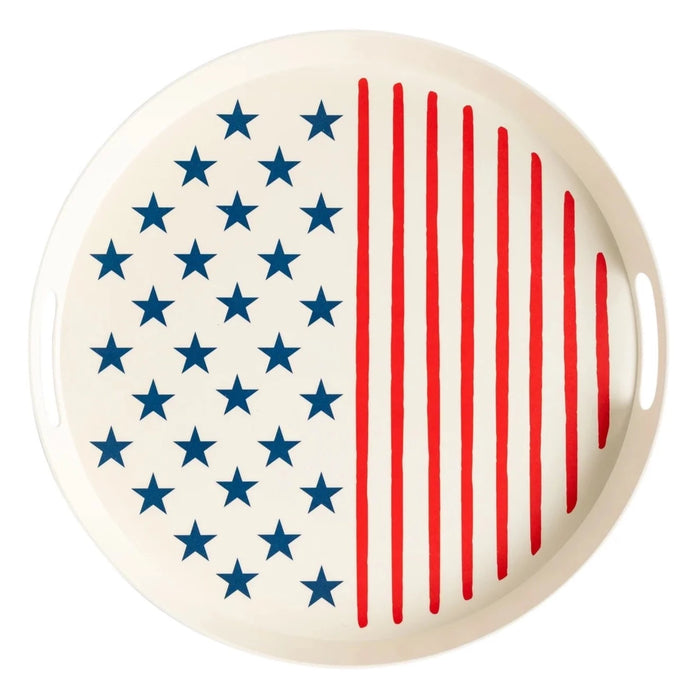 Stars & Stripes Reusable Bamboo Round Serving Tray