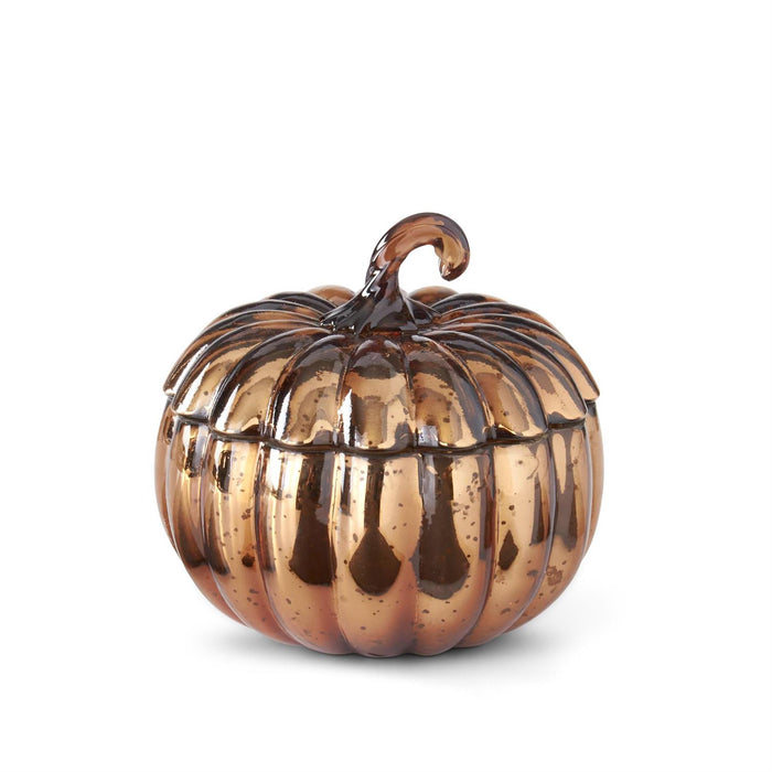 Large Brown Mercury Glass Pumpkin Poured Candle