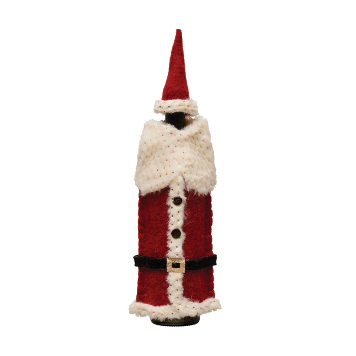 Fabric Felt Santa Outfit & Cap Bottle Cover