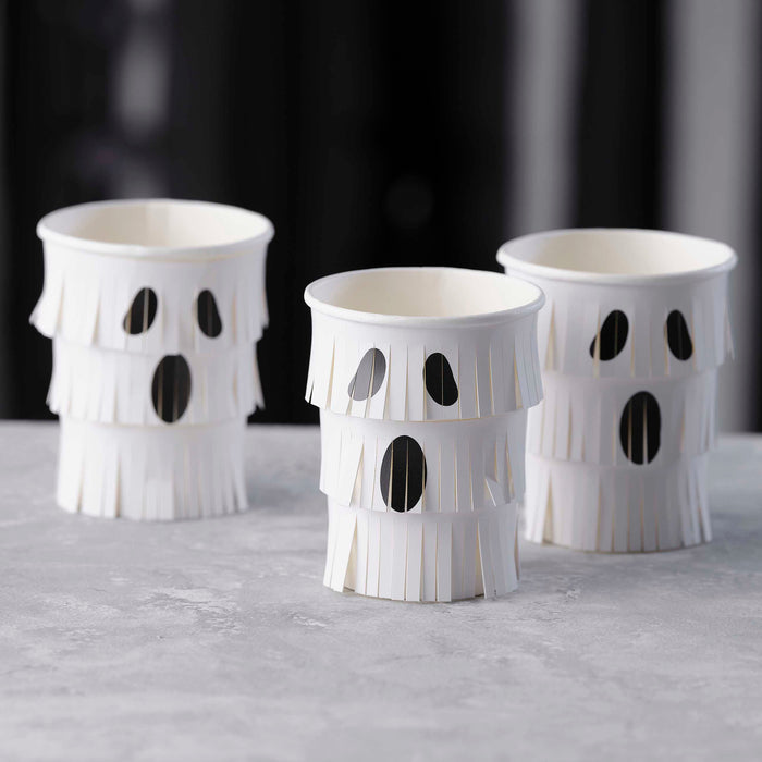 Ghost Fringe Paper Halloween Cups