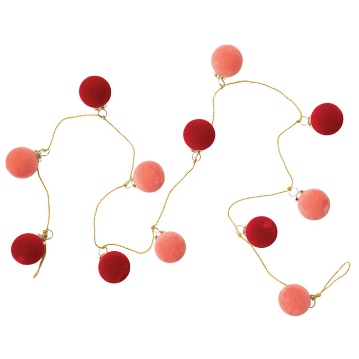 Flocked Glass Ball Ornament Garland