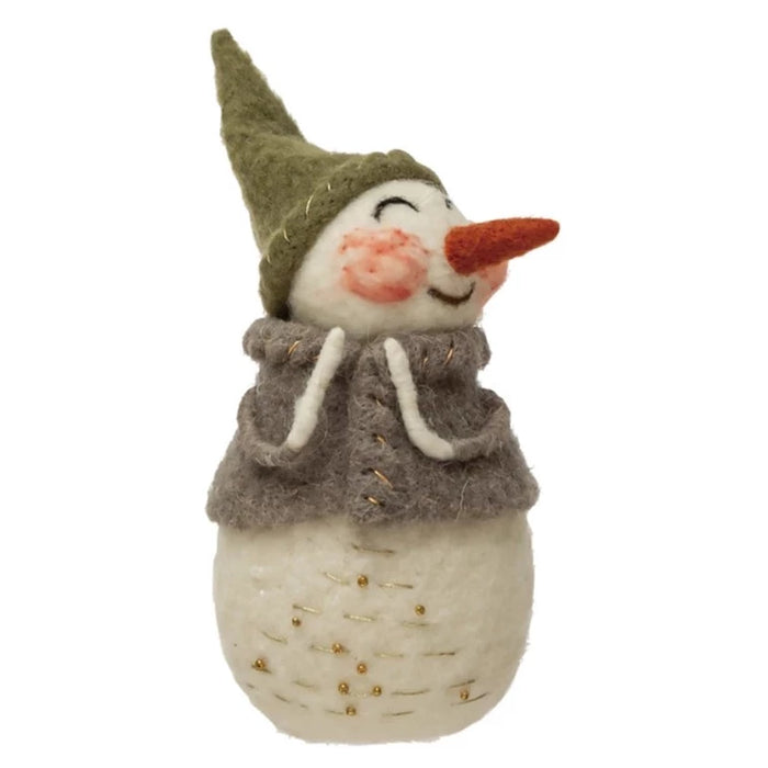 Wool Felt Snowman with Embroidery