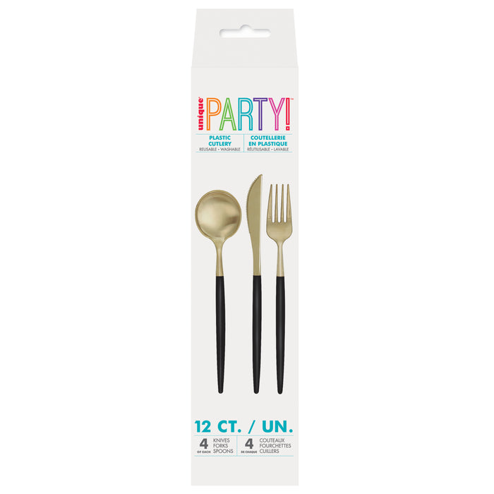 Black and Gold Assorted Cutlery
