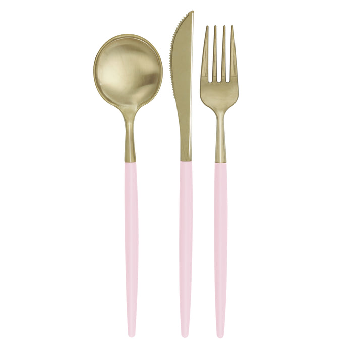 Metallic Gold and Light Pink Assorted Cutlery
