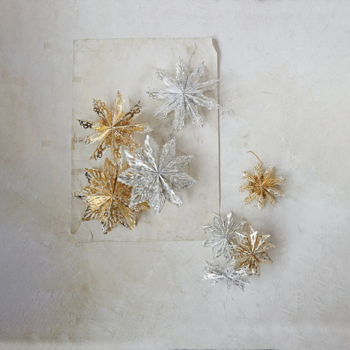 Gold Recycled Paper Folding Snowflake Ornament