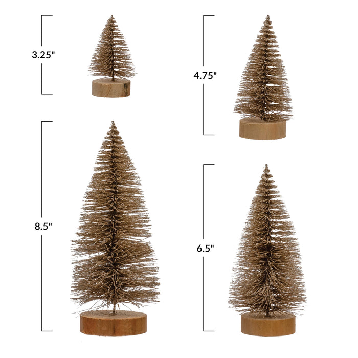 Natural Bottle Brush Trees with Wood Bases