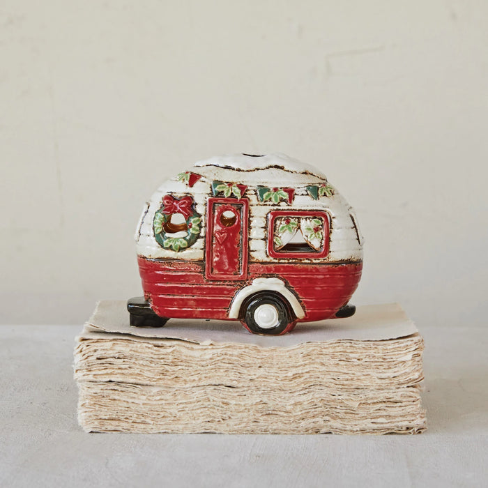 Hand-Painted Stoneware Camper