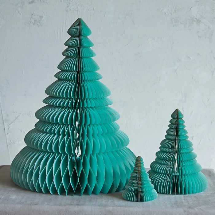 Handmade Recycled Paper Folding Honeycomb Trees w/ Glitter