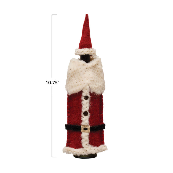 Fabric Felt Santa Outfit & Cap Bottle Cover