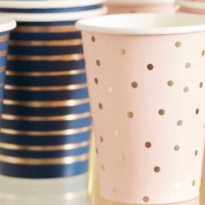 Gold Foiled Pink And Navy Mixed Baby Shower Cups