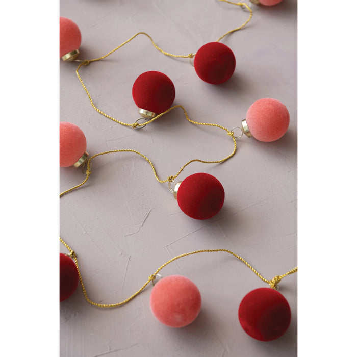 Flocked Glass Ball Ornament Garland