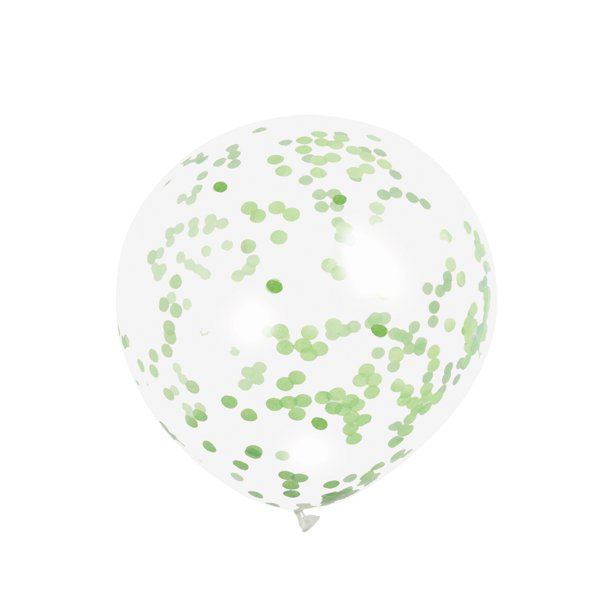 Lime Green Confetti Clear Latex Balloons