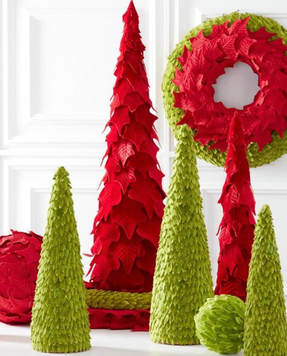 Red Holly Leaf Cone Trees Set