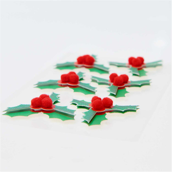 3D Christmas Holly Stickers