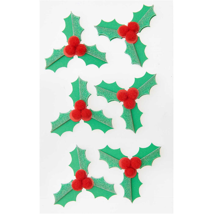 3D Christmas Holly Stickers