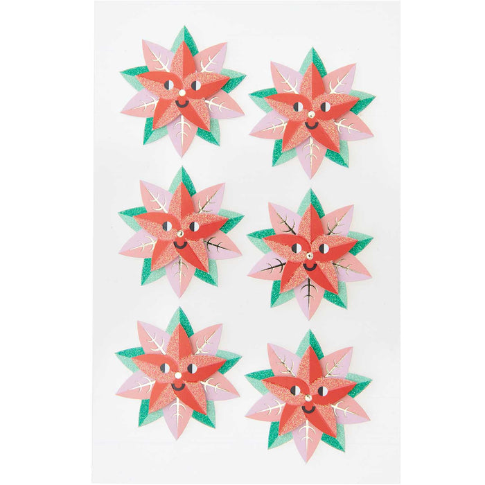 3D Christmas Poinsetta Stickers