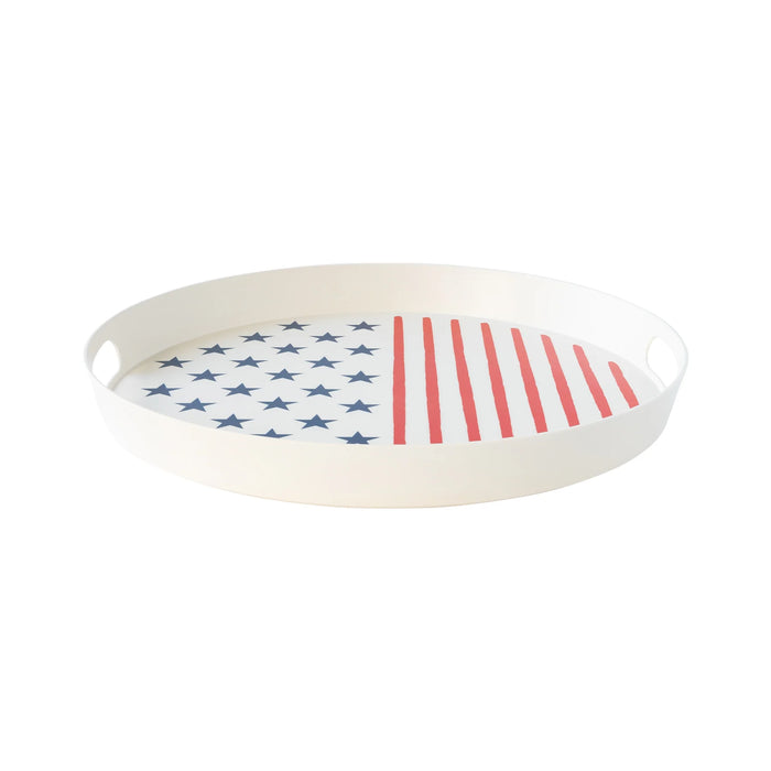 Stars & Stripes Reusable Bamboo Round Serving Tray