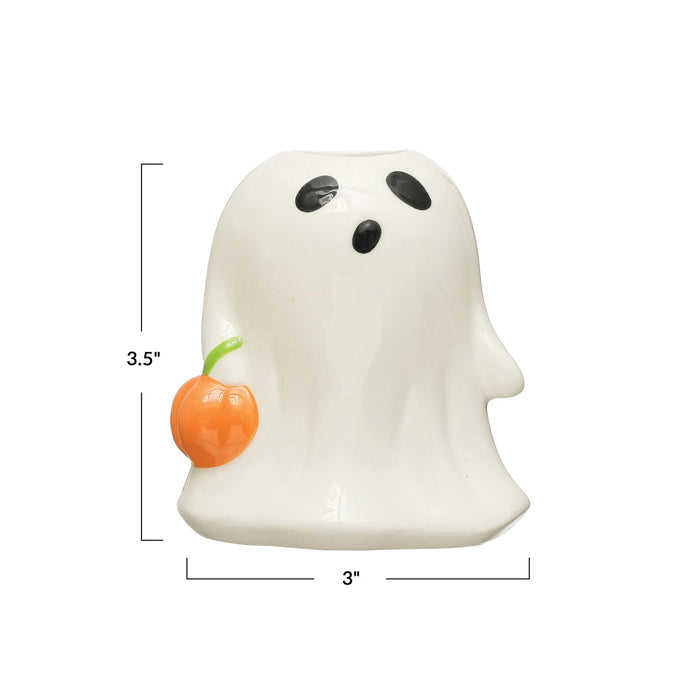 Ghost Vase w/ Jack-O-Lantern
