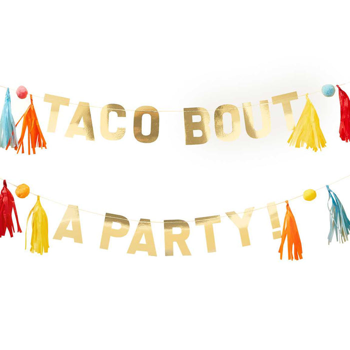 Gold Taco Party Pompom and Tassel Party Bunting