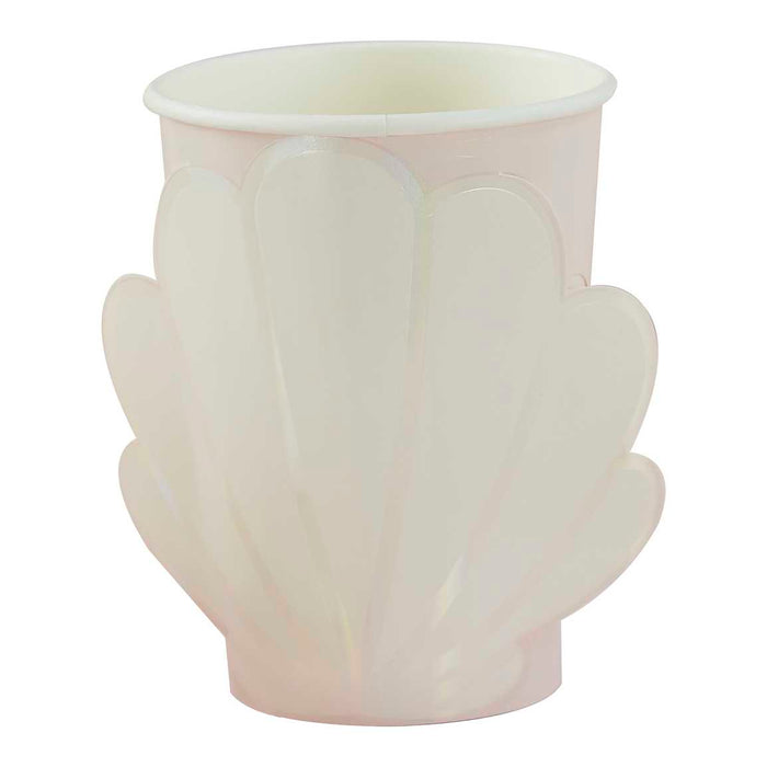 Iridescent and Pink Mermaid Shell Paper Cups