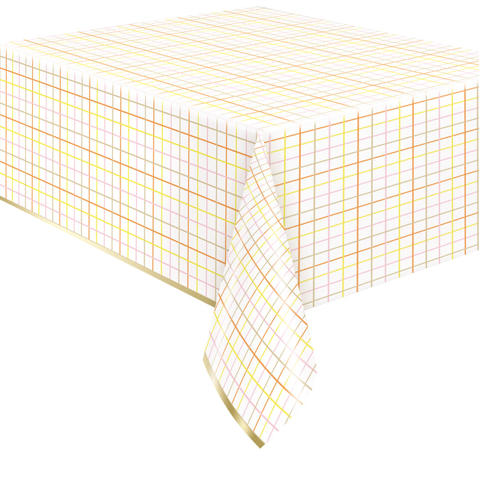 Spring Daisies Plaid Foil Table Cover