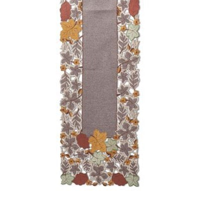Embroided Cutout Fall Leaves Table Runner