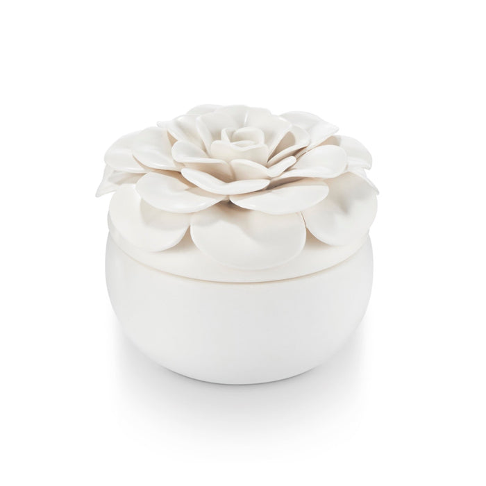 White Citrus Crush Ceramic Flower Candle