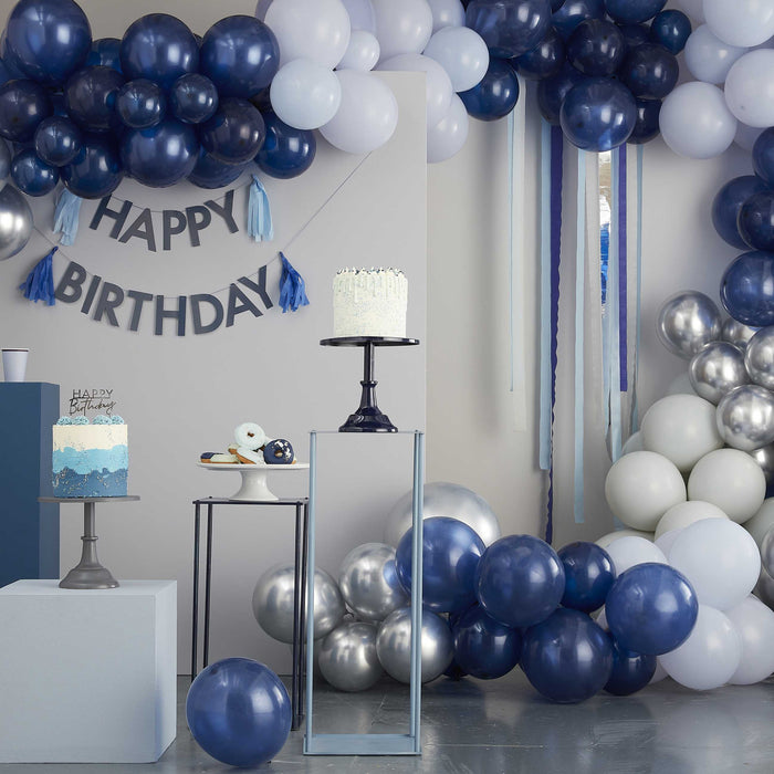 Silver Happy Birthday Balloon Tails-BALLOON BAR ONLY LOCAL PICKUP